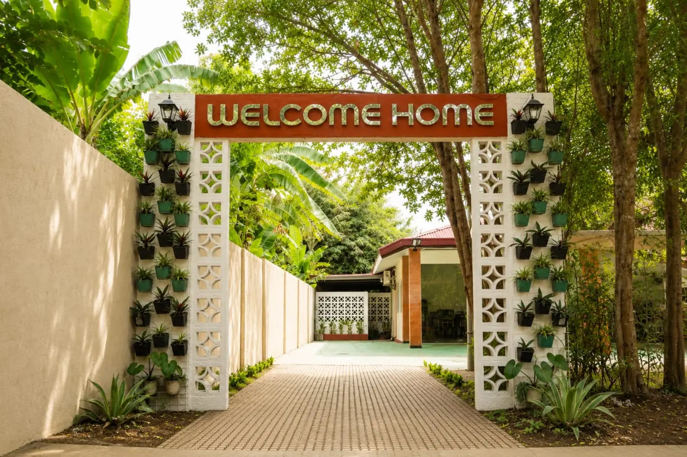 The welcome arch at the entrance of Bambu Harmony Living